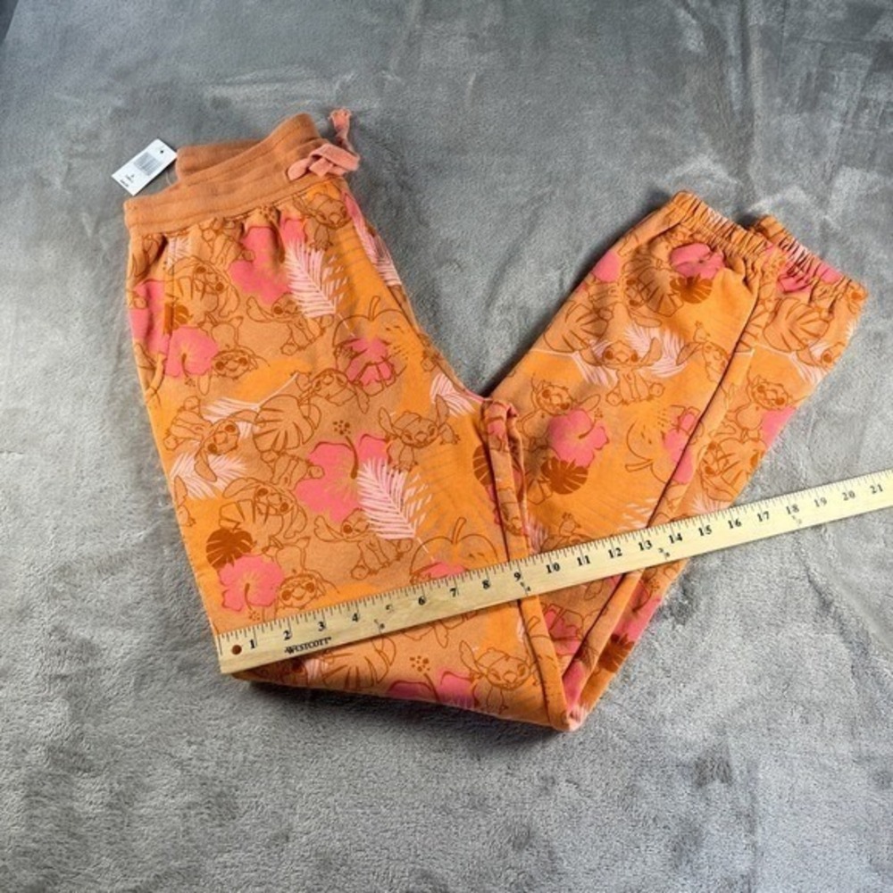 Disney Stitch Tropical Joggers S Orange Pink NWT Floral Sweatpants Loungewear - Picture 9 of 10